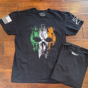 Grunt Style T-shirts Irish Reaper And‎ Plain Black With Arm Logos Size Large EUC